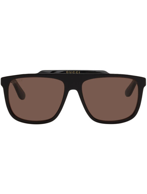 Gucci Black & Red Rectangular Sunglasses