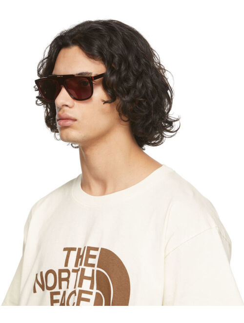 Gucci Black & Red Rectangular Sunglasses