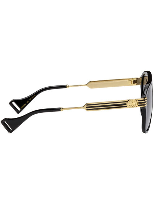 Gucci Black & Gold 57 Sunglasses
