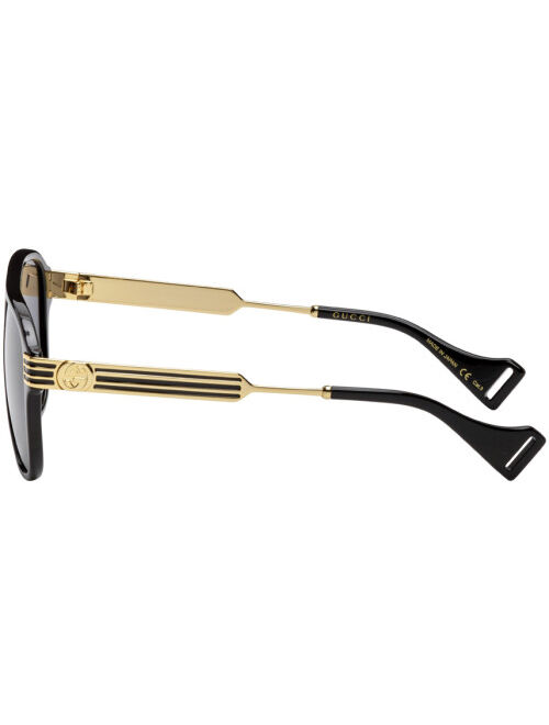 Gucci Black & Gold 57 Sunglasses