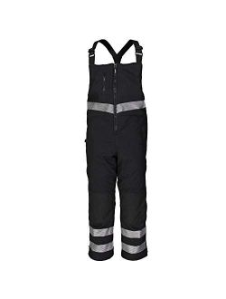 Water-Resistant Insulated Softshell Enhanced Visibility Bib Overalls with Reflective Silver Tape