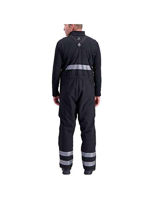 RefrigiWear Water-Resistant Insulated Softshell Enhanced Visibility Bib Overalls with Reflective Silver Tape