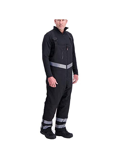 RefrigiWear Water-Resistant Insulated Softshell Enhanced Visibility Bib Overalls with Reflective Silver Tape