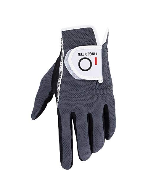 FINGER TEN Mens Golf Glove Left Hand Rain Grip Pack, Durable Fit for Hot Wet All Weather
