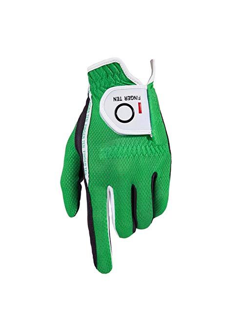 FINGER TEN Mens Golf Glove Left Hand Rain Grip Pack, Durable Fit for Hot Wet All Weather