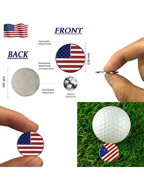 Finger Ten Golf Gloves Men Left Hand Right with Ball Marker USA Flag Value 2 Pack Leather Breathable Comfortable Weathersof Grip Size Small Medium ML Large XL