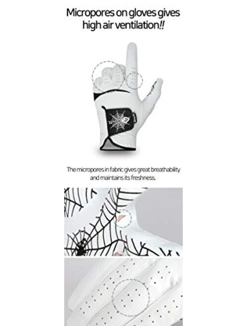 G Gouft Gouft Spiderweb-Design Golf Glove (for Men & Women) - Durable Suede: All Weather Golf Glove, Good Grip, Feel Soft/Comfort, and Long Lasting: Washable Glove