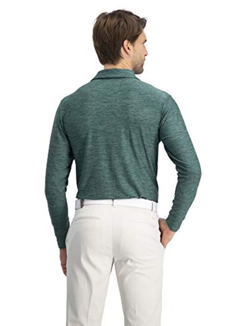 Three Sixty Six Men's Dry Fit Long Sleeve Golf Shirt - Quick Dry Polo Shirts - UPF 30, Stretch Fabric