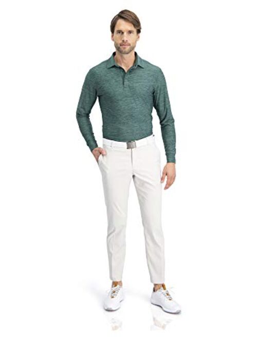 Three Sixty Six Men's Dry Fit Long Sleeve Golf Shirt - Quick Dry Polo Shirts - UPF 30, Stretch Fabric