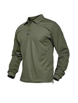 BIYLACLESEN Men's Jersey Golf Polo Shirts Outdoor Pique Performance Tactical Military Long Sleeve Shirts