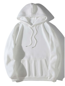Men Solid Drawstring Drop Shoulder Thermal Lined Hoodie