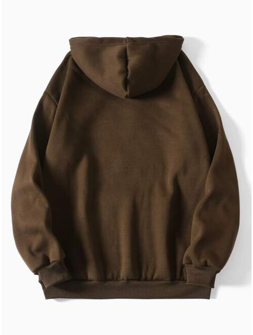 Shein Men Solid Drawstring Drop Shoulder Thermal Lined Hoodie