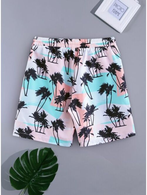 Shein Men Tropical Print Drawstring Waist Shorts