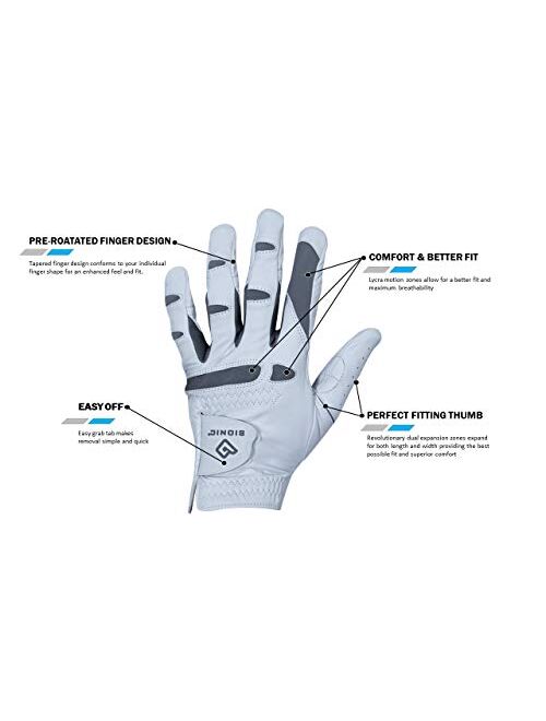Bionic Gloves Mens PerformanceGrip Pro Premium Golf Glove made from Long Lasting, Genuine Cabretta Leather