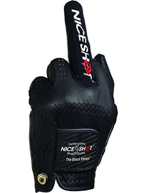 Nice Shot The Bird Men's Golf Glove in Black Cabretta Leather