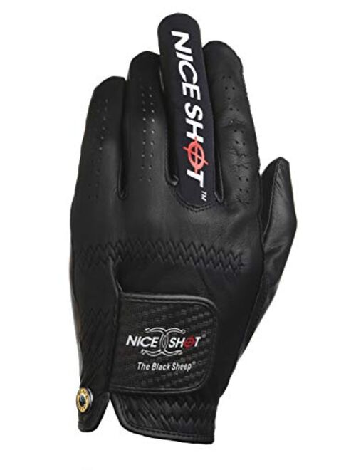 Nice Shot The Bird Men's Golf Glove in Black Cabretta Leather