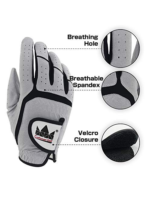 Craftsman Golf 3-Pack White or Gray Golf Gloves for Men Worn on Right Hand