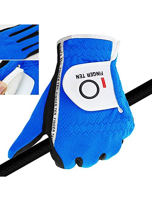 Amy Sport Golf Gloves Men Pair Left and Right Both Hand Rain Grip Lh Rh Weathersof No Sweat All Weather Grips Soft Comfortable Gray Green Size Small Medium ML Large XL