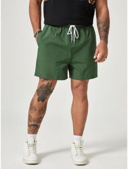 Extended Sizes Men Slant Pockets Drawstring Waist Shorts