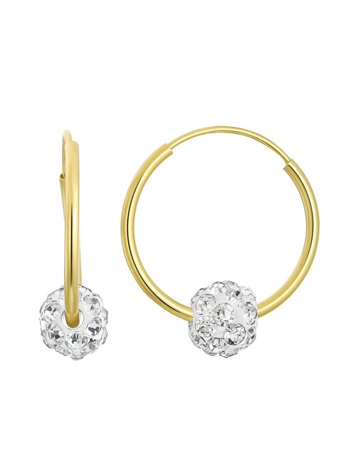 Charming Girl Kids' 14k Gold & Crystal Fireball Hoop Earrings