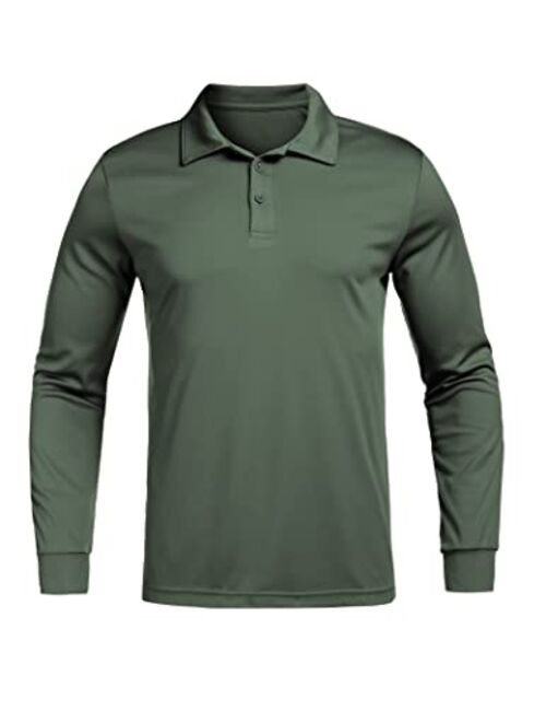 COOrun Golf Shirts for Men Long Sleeve Golf Polo Shirts UPF 50+ Sun Protection Quick Dry Shirts Active Workout Shirt S-XXL