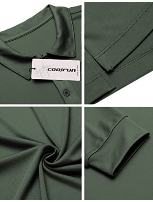 COOrun Golf Shirts for Men Long Sleeve Golf Polo Shirts UPF 50+ Sun Protection Quick Dry Shirts Active Workout Shirt S-XXL