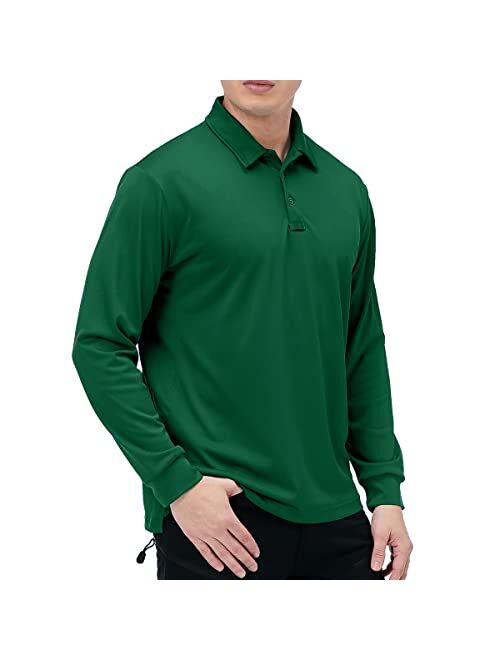 NAVEKULL Men's Performance Long Sleeve Tactical Polo Shirt Quick Dry Lightweight Military Outdoor Hiking Sport Golf Shirt