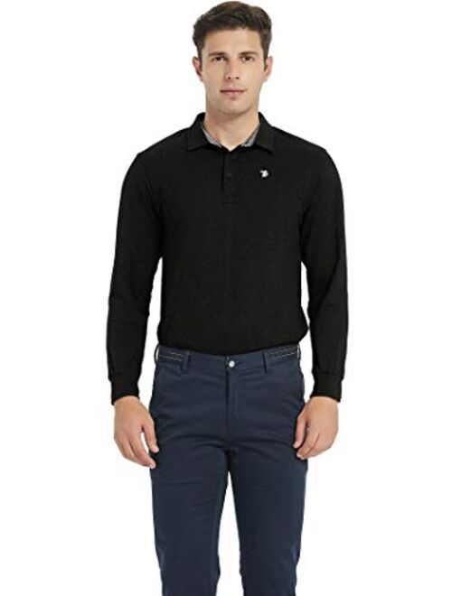 MoFiz Men's Long Sleeve Golf Polo Shirt Quick Dry Sport Shirt Collared Athletic T-Shirt