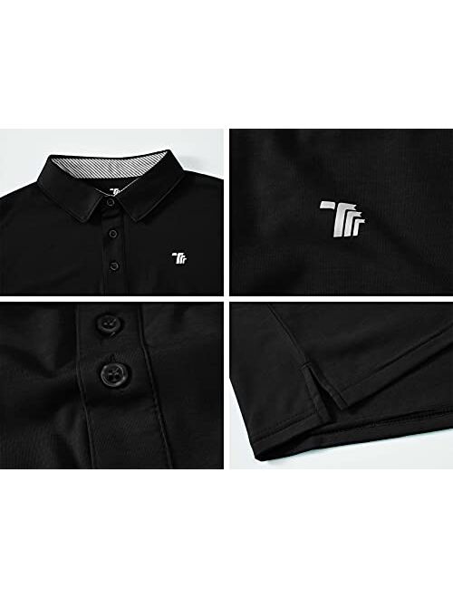 MoFiz Men's Long Sleeve Golf Polo Shirt Quick Dry Sport Shirt Collared Athletic T-Shirt