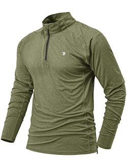 BGOWATU Men's Golf Polo Shirts Long Sleeve Quarter Zip Pullover Hiking T-Shirt UPF 50 Lightweight Running Tennis Tops