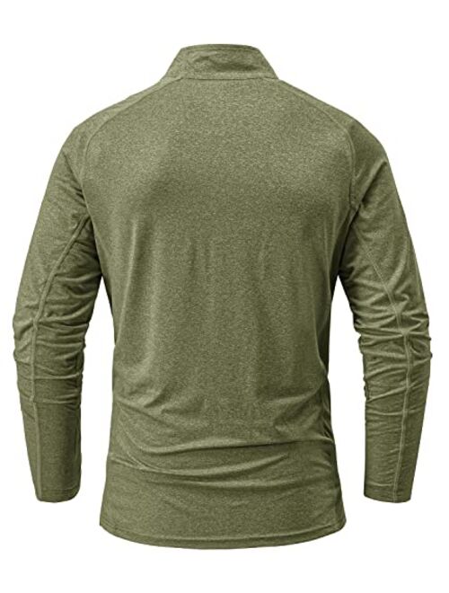 BGOWATU Men's Golf Polo Shirts Long Sleeve Quarter Zip Pullover Hiking T-Shirt UPF 50 Lightweight Running Tennis Tops