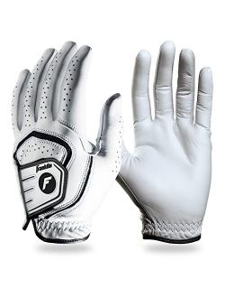 Franklin Sports Golf Glove - Pro Golf Gloves - Premium Leather Golfing Glove - Maximum Grip - White - Left Hand Glove - Adult Large