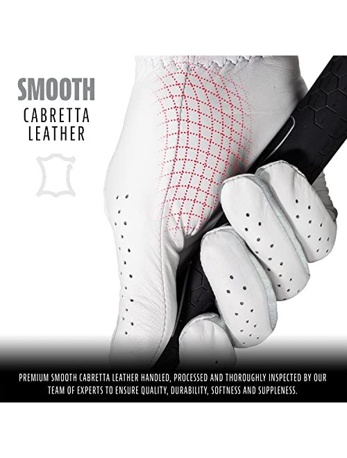 Franklin Sports Golf Glove - Pro Golf Gloves - Premium Leather Golfing Glove - Maximum Grip - White - Left Hand Glove - Adult Large