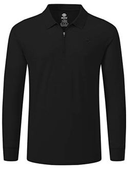 MoFiz Men's Golf Shirt 1/4-Zip Long Sleeve Polo Shirt Quick Dry Athletic Shirt Slim-Fit Hiking Shirts