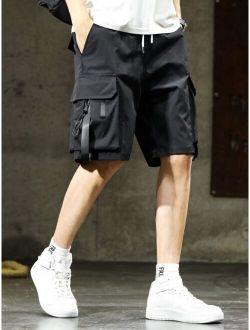 Men Flap Pocket Tape Detail Shorts