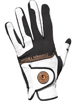 Copper Tech Gloves Men's Golf Glove with Honeycomb Grip, One Size, White/Black