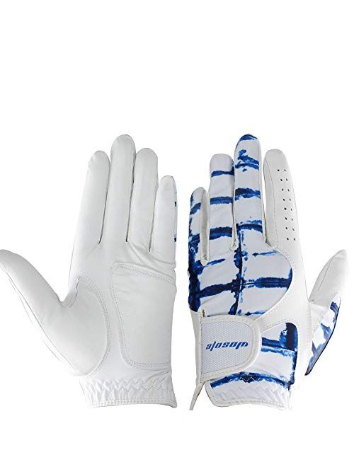 wosofe Golf Glove for Men's Left Hand White Soft Leather Breathable Professional Golf Hand Wear