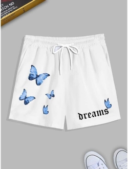 Men Butterfly Letter Graphic Shorts