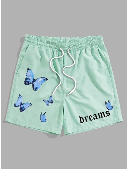 Shein Men Butterfly Letter Graphic Shorts