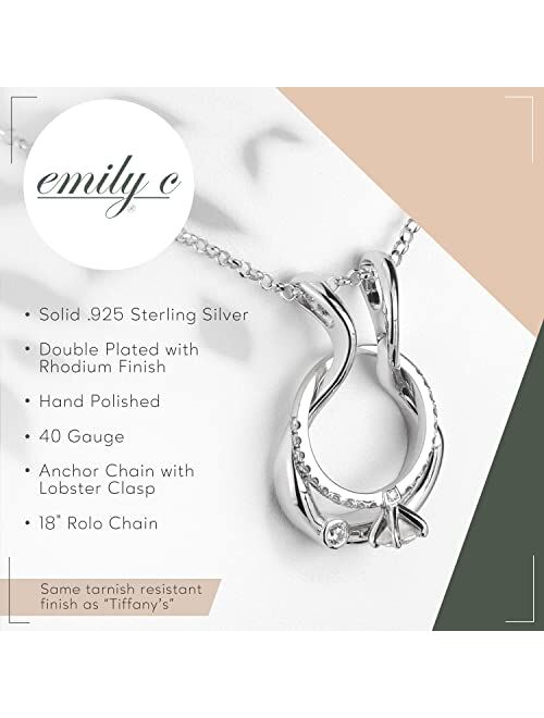 Emily C Original Patented Ring Holder Necklace - Sterling Silver Necklace Ring Holder - Women & Men Wedding Ring Holder Necklace - Women & Men Engagement Ring Necklace Ho