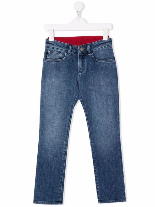 Emporio Armani Kids logo-waistband denim jeans