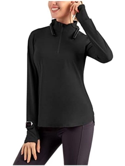 Hiverlay SPF Shirts for Women Long Sleeve Golf Shirts UPF 50+ Sun Protection Quarter Zip Workout Running Hiking UV Shirts