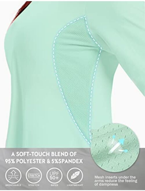 Hiverlay SPF Shirts for Women Long Sleeve Golf Shirts UPF 50+ Sun Protection Quarter Zip Workout Running Hiking UV Shirts