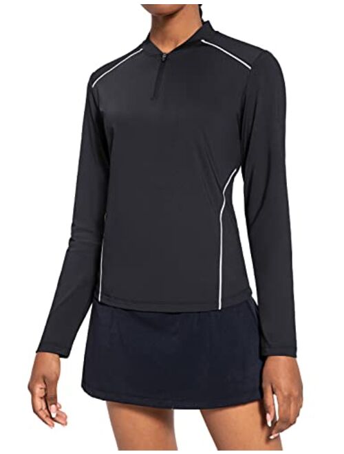 BALEAF Women's Long Sleeve Tennis Golf Shirts UPF 50+ 1/4 Zip Quick Dry Active Tops
