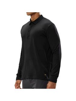 MIER Men's Long Sleeve Collared Shirts Golf Polo Quick Dry Athletic T-Shirts, UV Sun Protection & Super Soft