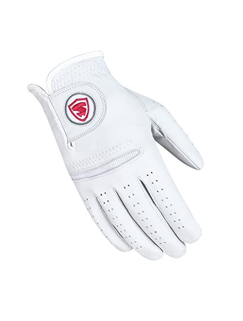 Sledwise Golf Gloves Men - Premium Quality Cabretta Leather Long Lasting Durable, Stable Grip, Natural Fit Golf Glove for Men, White, Pack of 1