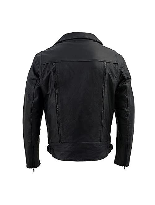 Milwaukee Leather LKM1760 Men's Black Leather Jacket with Utility Pockets