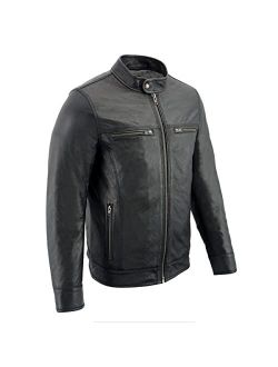 Milwaukee Leather SFM1866 Men's Classic Black Moto Leather Jacket with Zipper Front