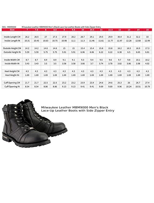 Milwaukee Leather Milwaukee Men's 6" Side Zipper Plain Toe Boots