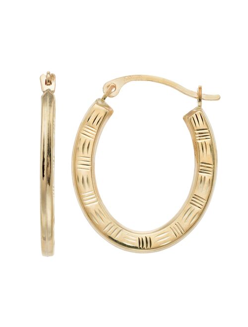 Kids' Taylor Grace 10k Gold Textured Oval Hoop Earrings